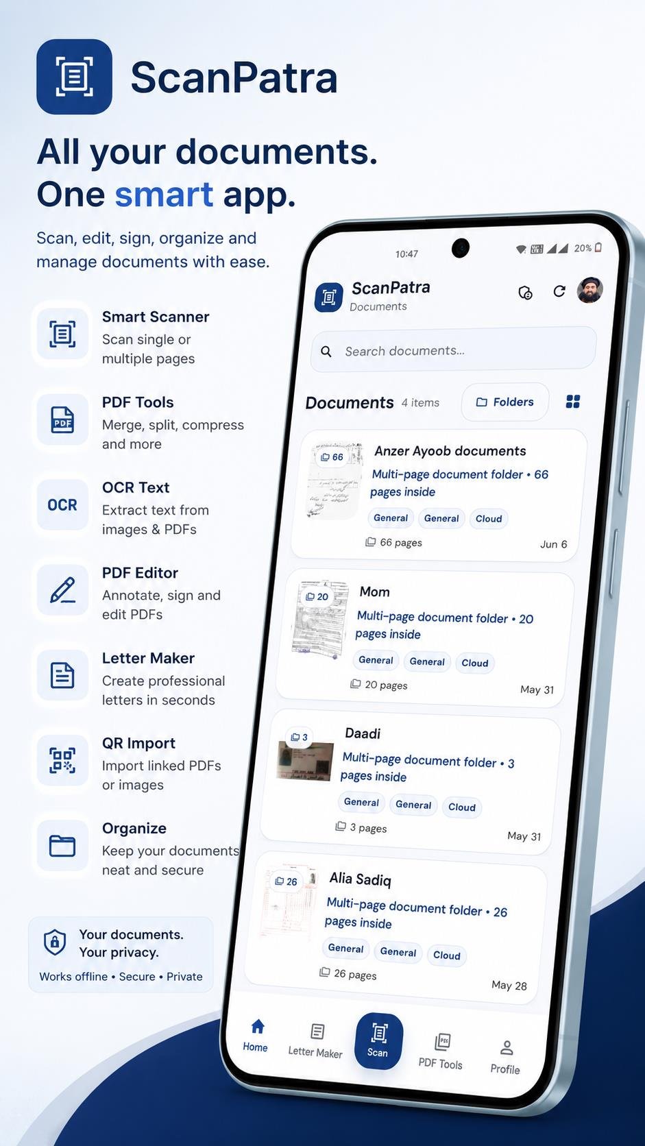 ScanPatra Home screen